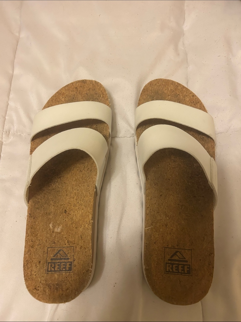 Reef Women's white Double-Strap Cork wedge - US 9